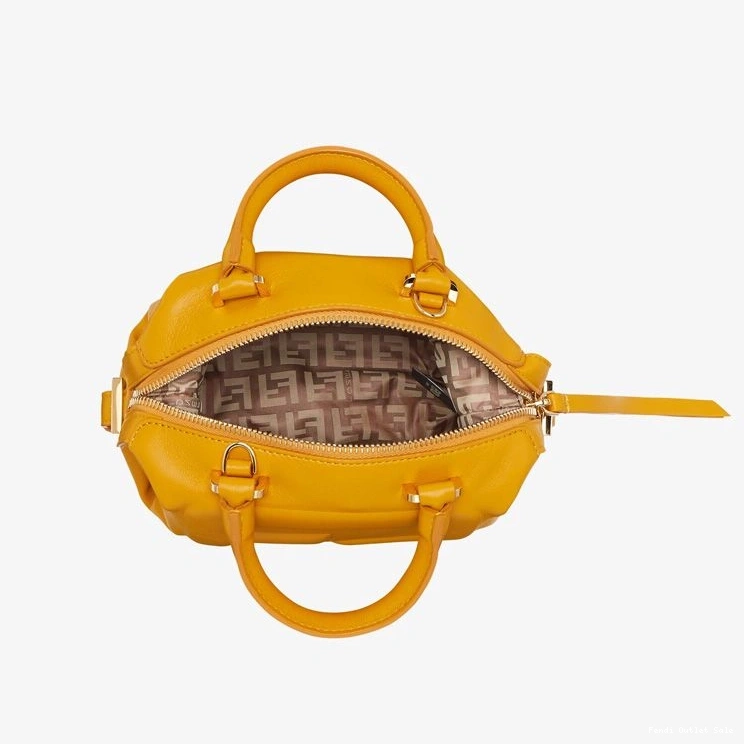 Affordable Mini Fendi Cube Yellow FF Leather Nappa Bag In 0811